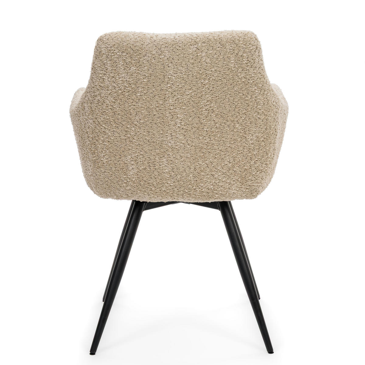 STUHL FANO drehbar gepolsterter mit Steppung - hellbeige - Boucle - Beige/Schwarz, Textil/Metall (58/83/59cm) - NEW HOME