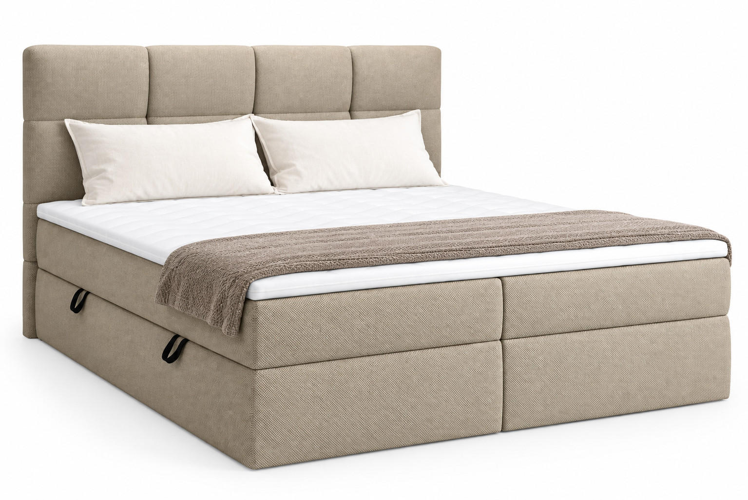BOXSPRINGBETT RUHE 180x200 cm mit Bettkasten und HR-Topper – Graubeige - Beige, Kunststoff/Textil (180/200cm) - MebleHot
