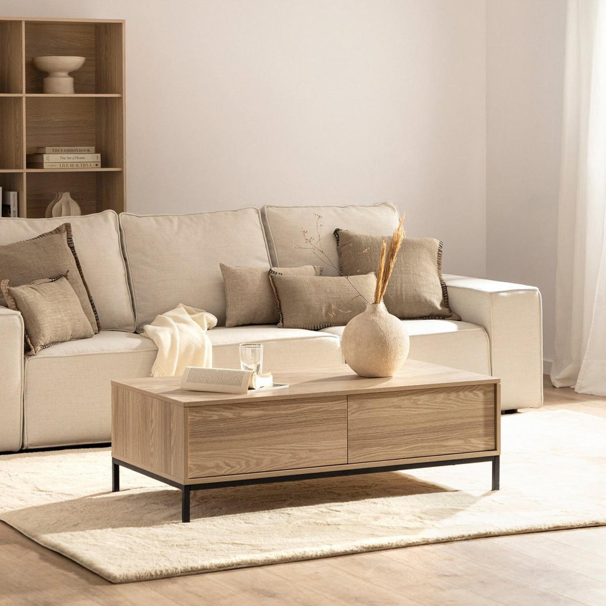 COUCHTISCH FESTER Remi Schwarz 120 cm x 40-55 cm - Schwarz, Holzwerkstoff (60/120/40cm) - Klast Home