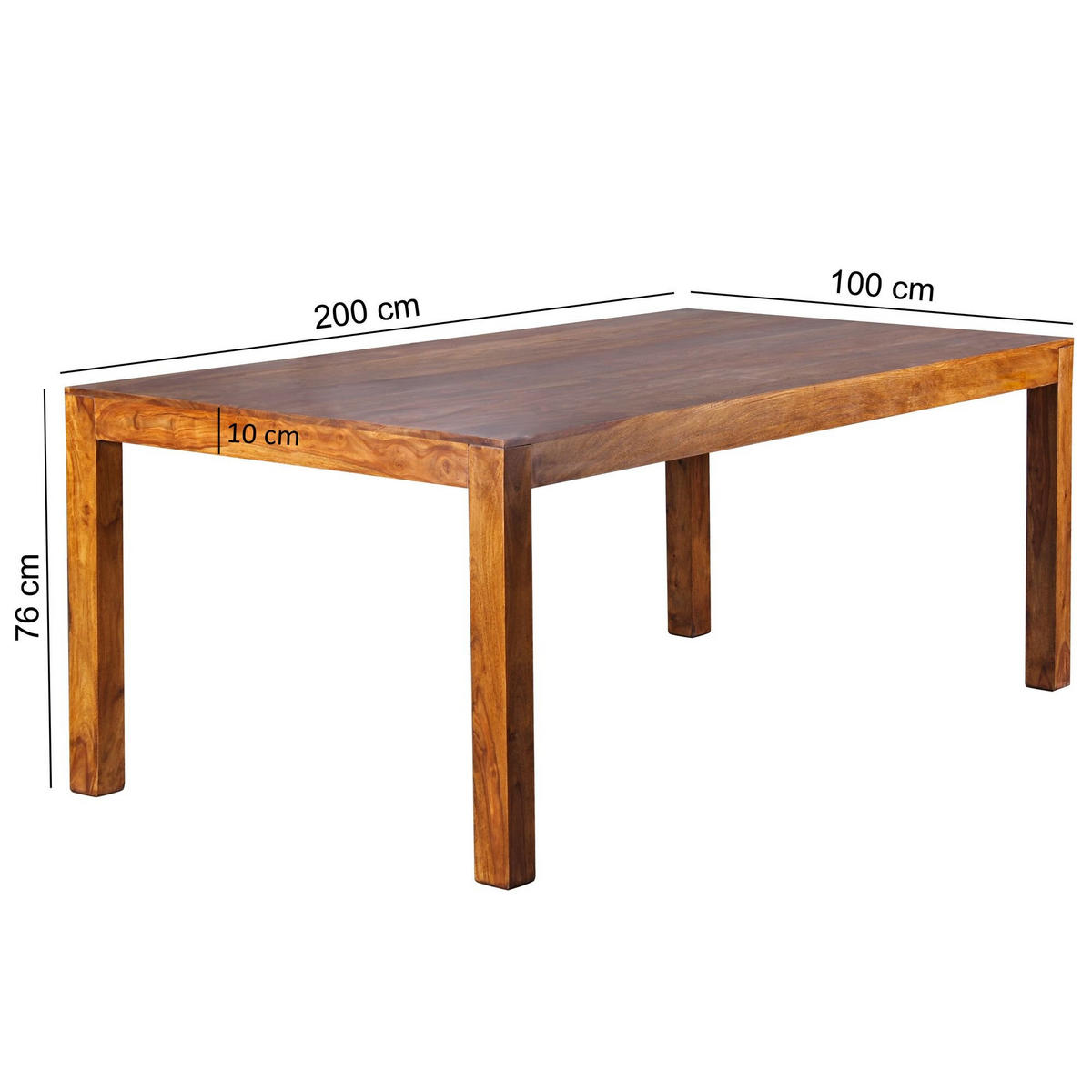 ESSTISCH Massivholz Akazie Rechteckig Handgefertigt NAKO, Braun 200x100x76 cm - Dunkelbraun/Braun, Holz (100/200/76cm) - KADIMA DESIGN