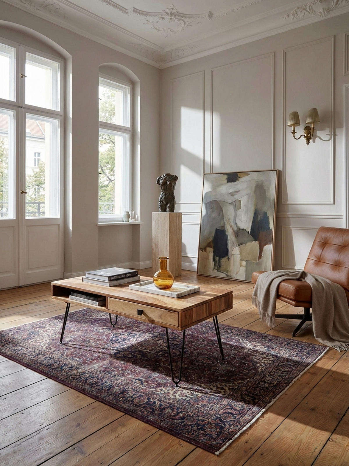 COUCHTISCH BALU mit Schubfächern aus Massivholz und Metallfüßen, leichter Aufbau, Beige 110x60x60 cm - Beige/Schwarz, Holz/Metall (60/110/60cm) - KADIMA DESIGN