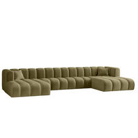 ECKSOFA, U-from, Sofa Grand U XL modular stoff Salvador Olive - Olivgrün, Holz (179/408cm) - Kaiser Möbel