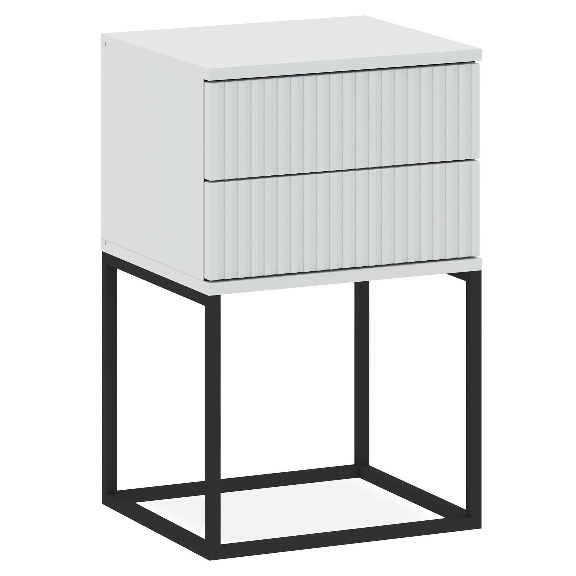NACHTTISCH RECTUS Nachtschrank, Modern - Schwarz/Weiß, Holzwerkstoff (40/65/39cm) - KONSIMO®