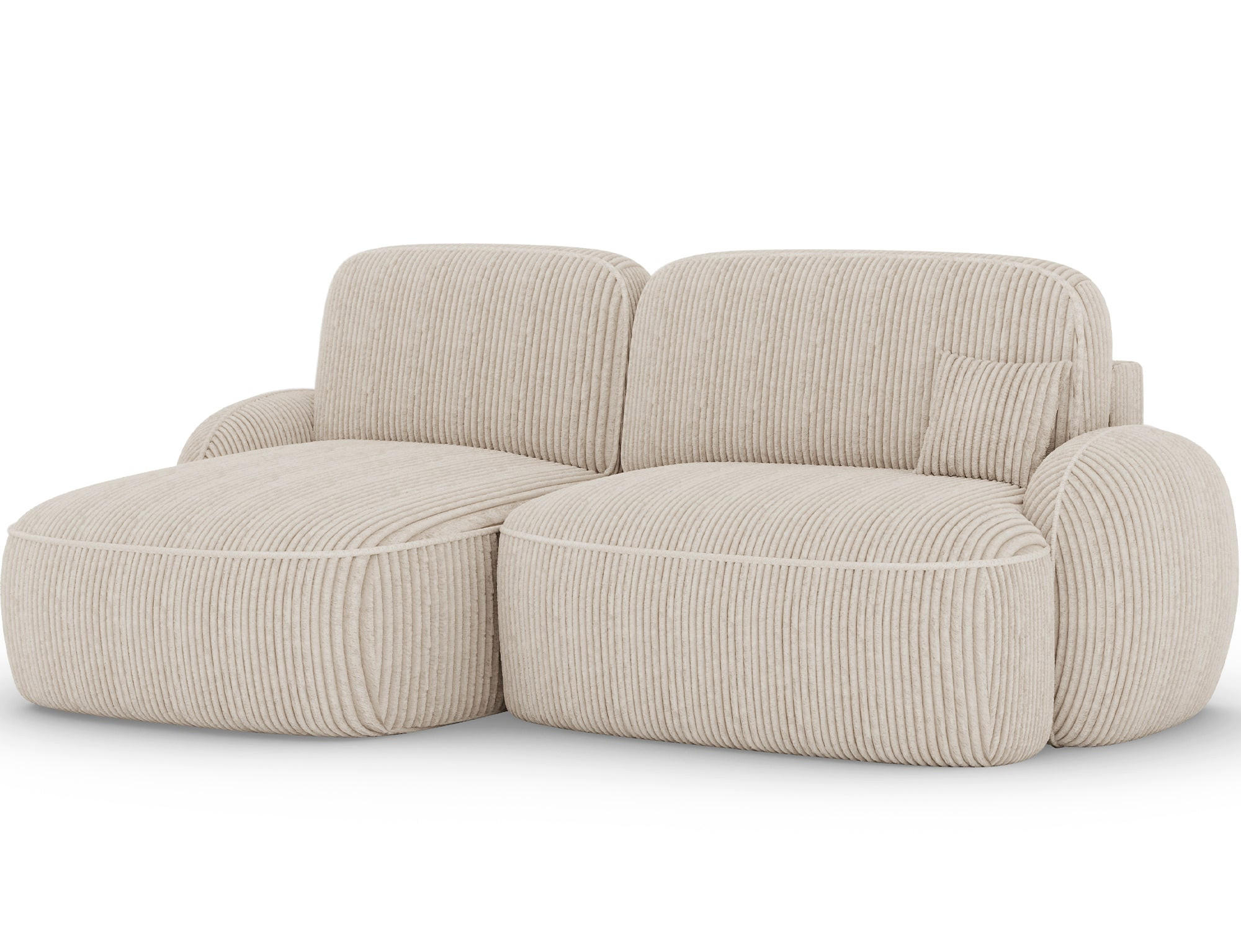 ECKSOFA TESALIA L-Form – Schlaffunktion, Bettkasten, Wellenfederung, HR-Kaltschaum, minimalistisches Design - Creme, Kunststoff (247/150cm) - Wohnideebilder
