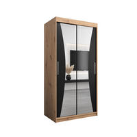 SCHWEBETÜRENSCHRANK 200/100/62 2-türig - Silberfarben/Schwarz, Holz/Kunststoff (100/200/62cm) - Abiks Möbel