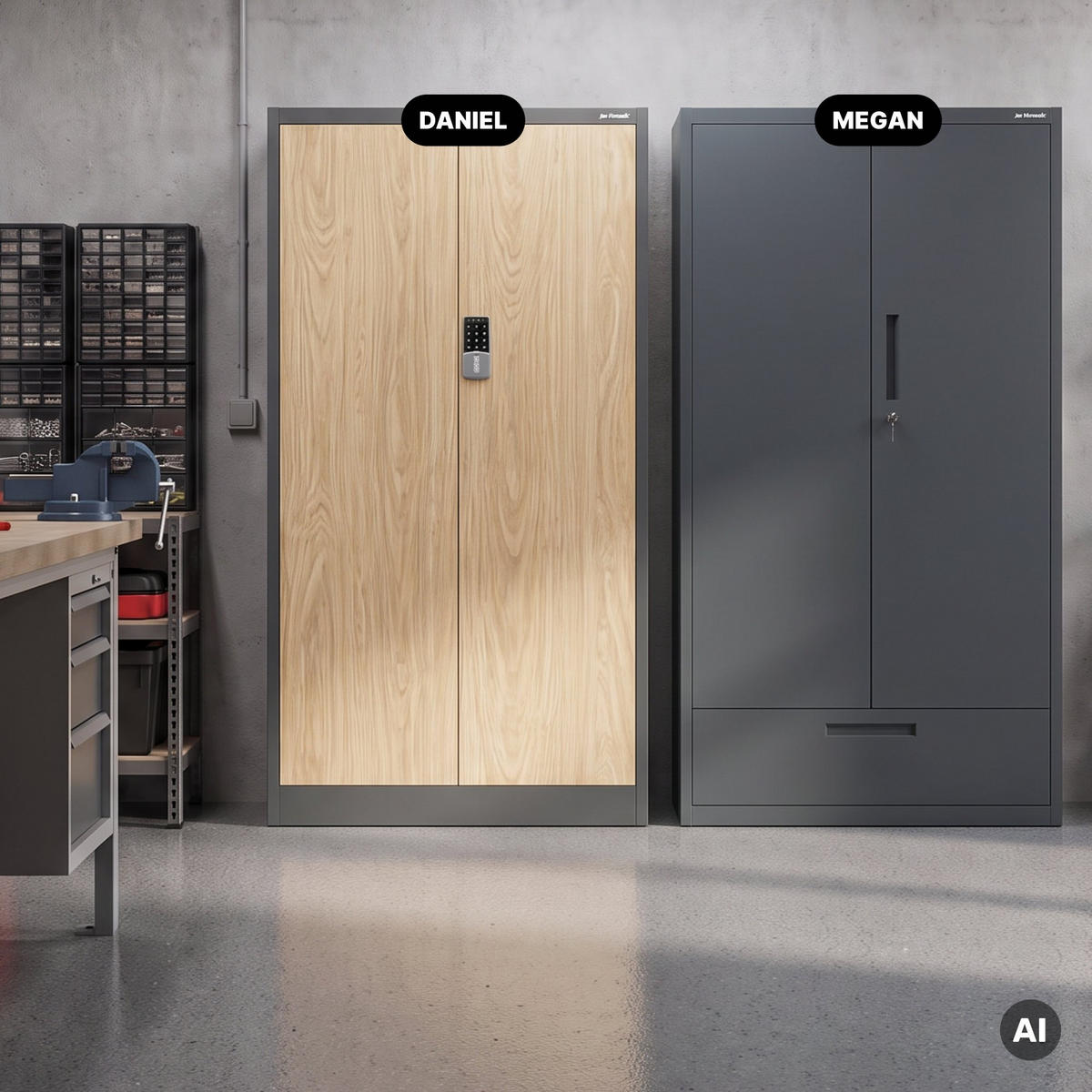 BÜROSCHRANK mit Zahlenschloss DANIEL 185x90x40 cm - Anthrazit/Sonoma Eiche, Metall (90/185/40cm) - Jan Nowak