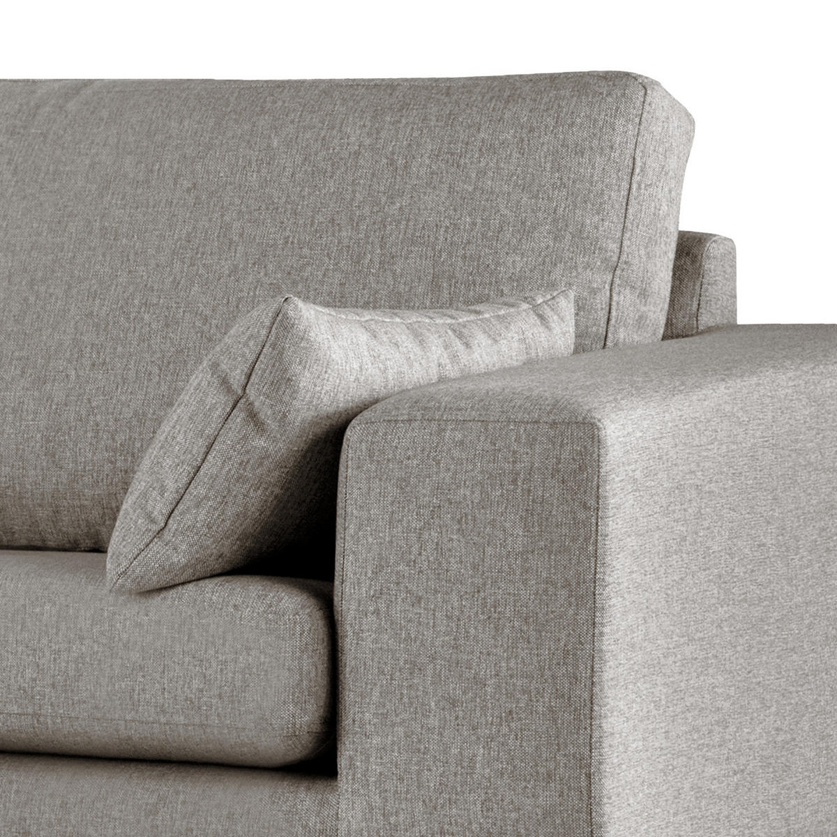 ECKSOFA mit Ottomane - Eichefarben/Graubraun, Eichenholz/Textil (287/219cm) - home24