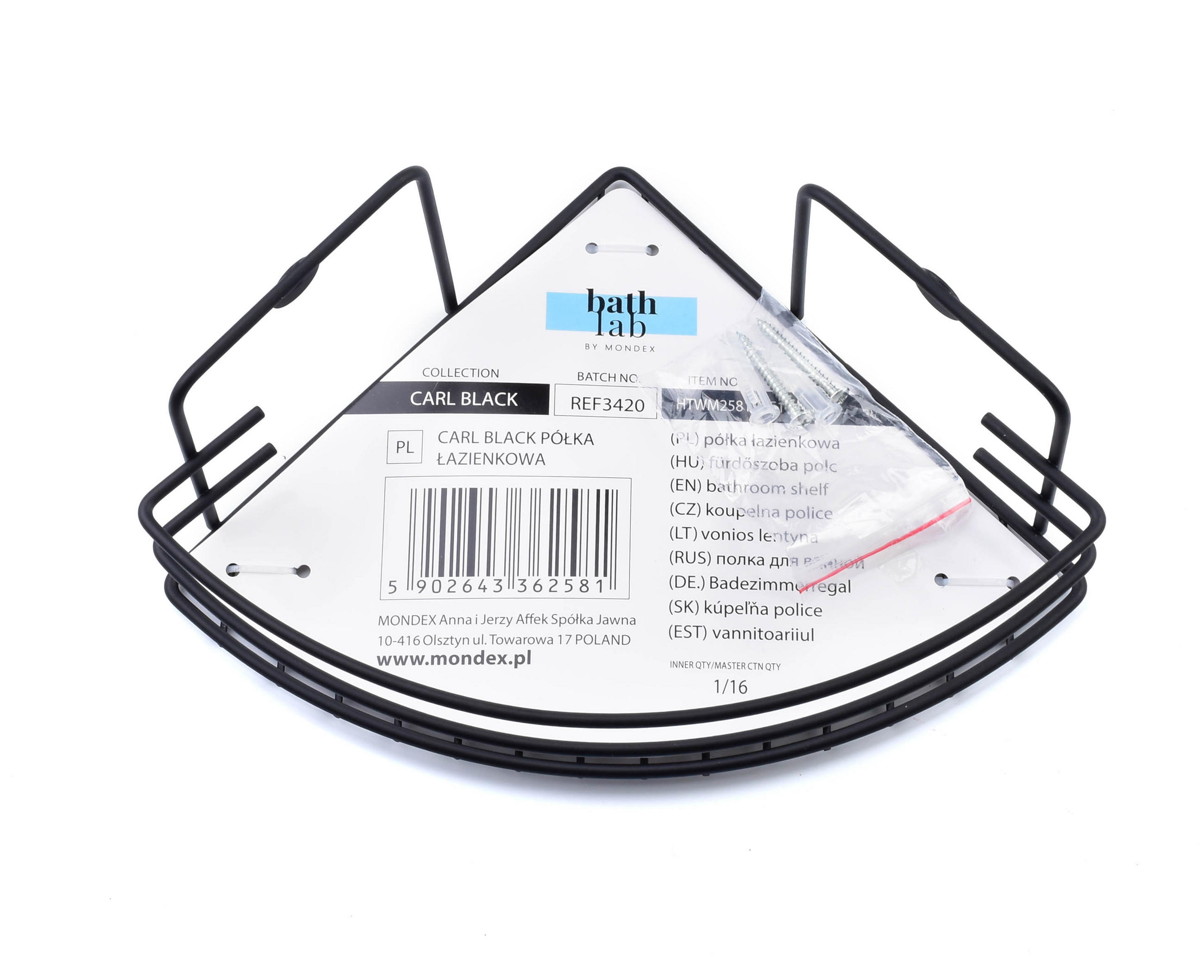 BADEZIMMERABLAGE Carl Schwarz 19/19/9 cm Metall - Schwarz, Metall (19/9/19cm) - Mondex