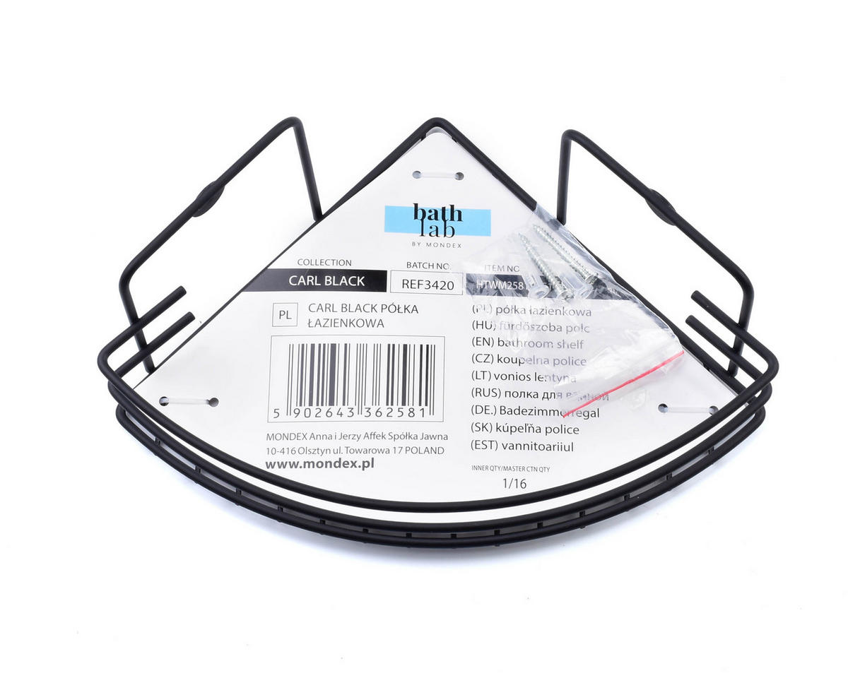BADEZIMMERABLAGE Carl Schwarz 19/19/9 cm Metall - Schwarz, Metall (19/9/19cm) - Mondex