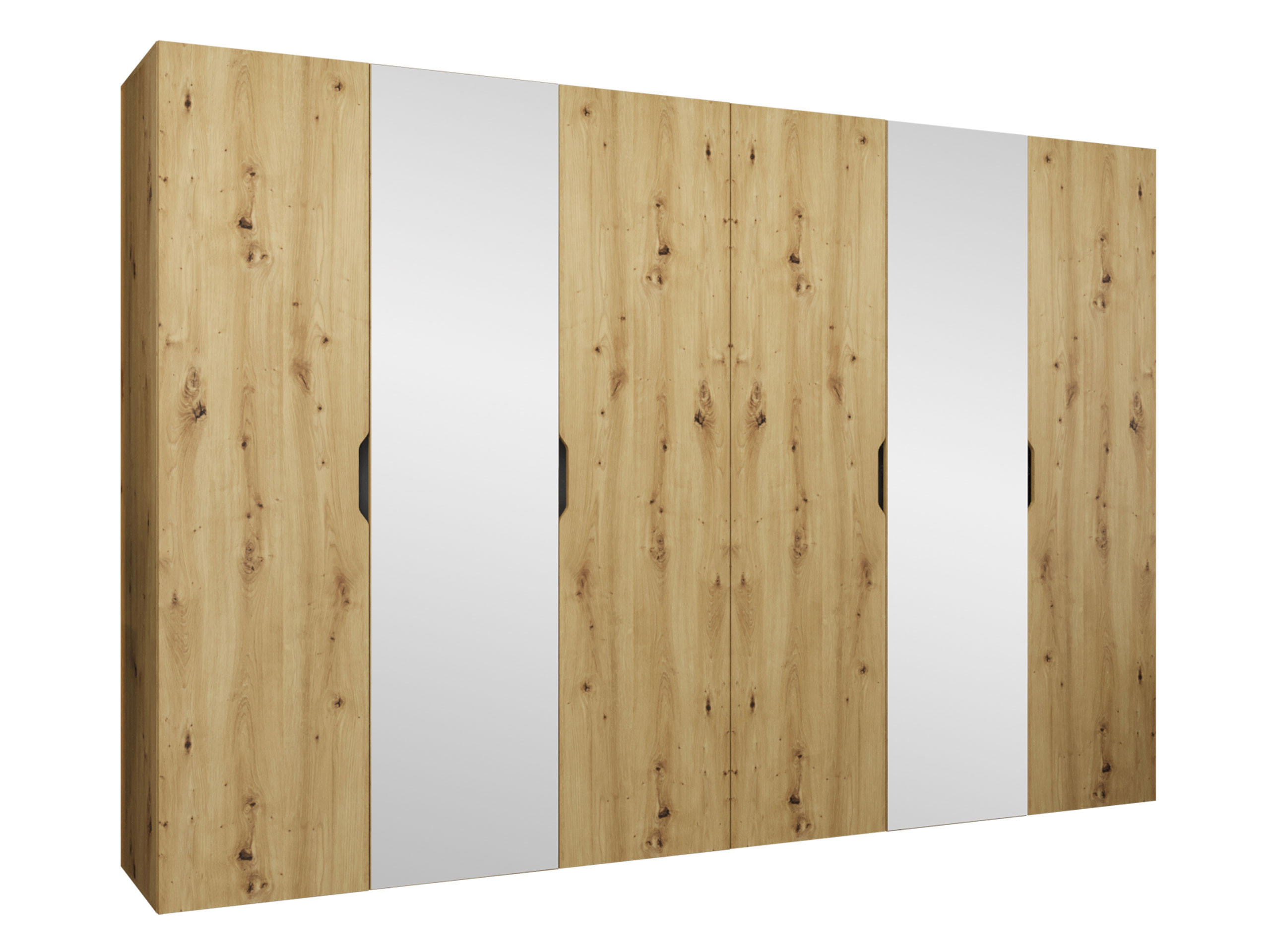 DREHTÜRENSCHRANK Malaga 300 mit Frontspiegel - Eiche Artisan, Holzwerkstoff (300/202/52cm) - MIRJAN24