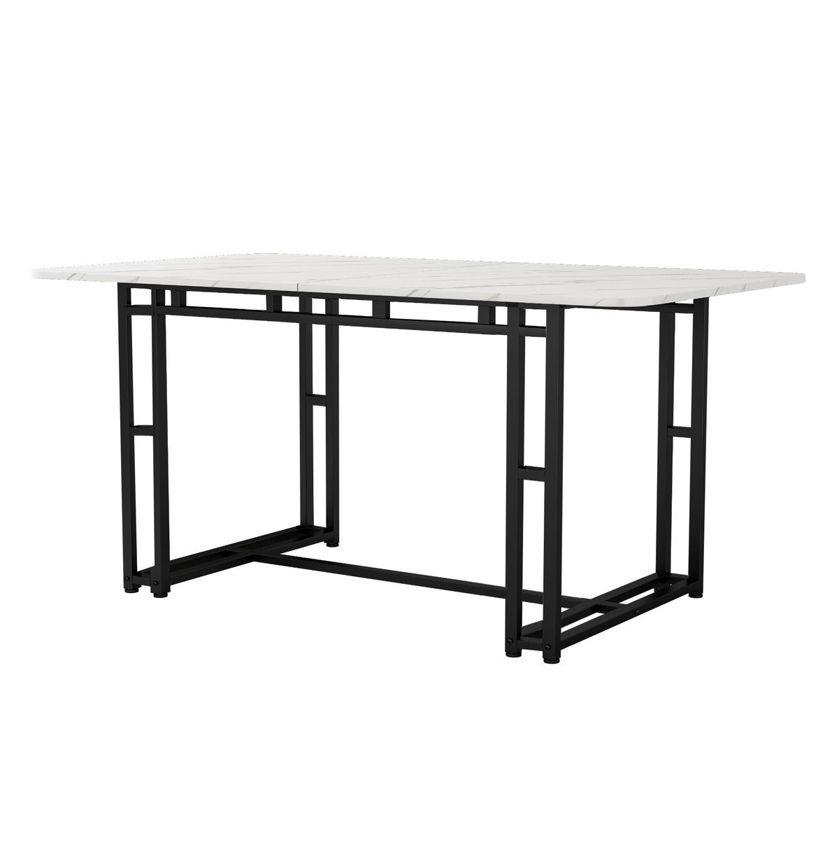 JEDÁLENSKÝ stôl 120 cm MDF čierna/biela s kovovou podnožou - biela, kompozitné drevo (120/70/74cm) - BEAOK