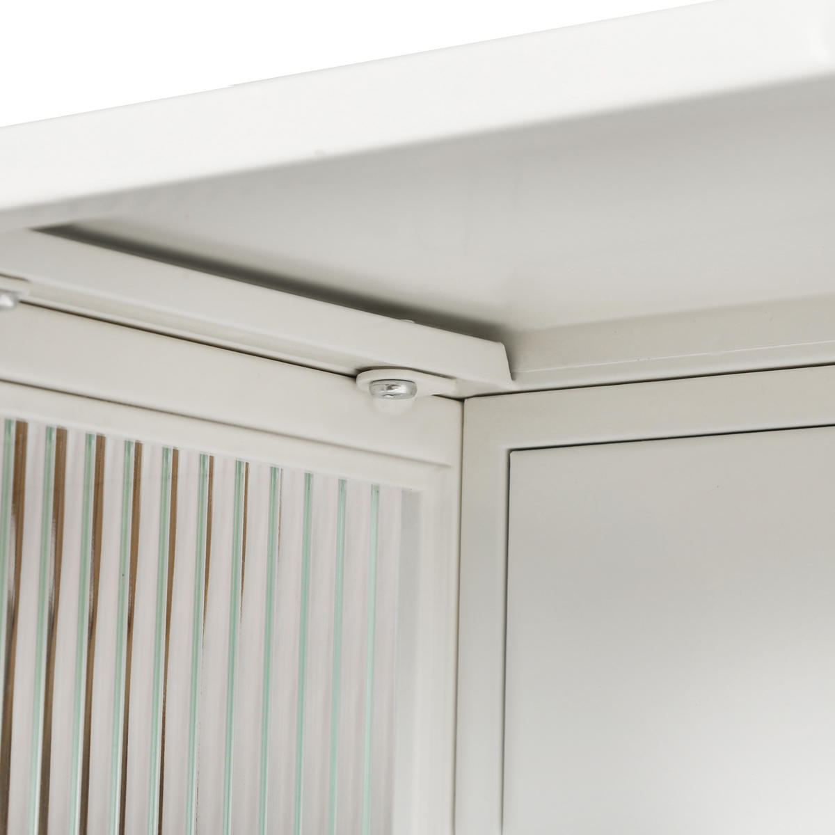 KÜCHENOBERSCHRANK 70x23x60 cm Weiß aus Eisen & gehärtetem Glas mit 2 Türen & 3 Ablagen - Weiß, Glas (70/60/23cm) - Modfu