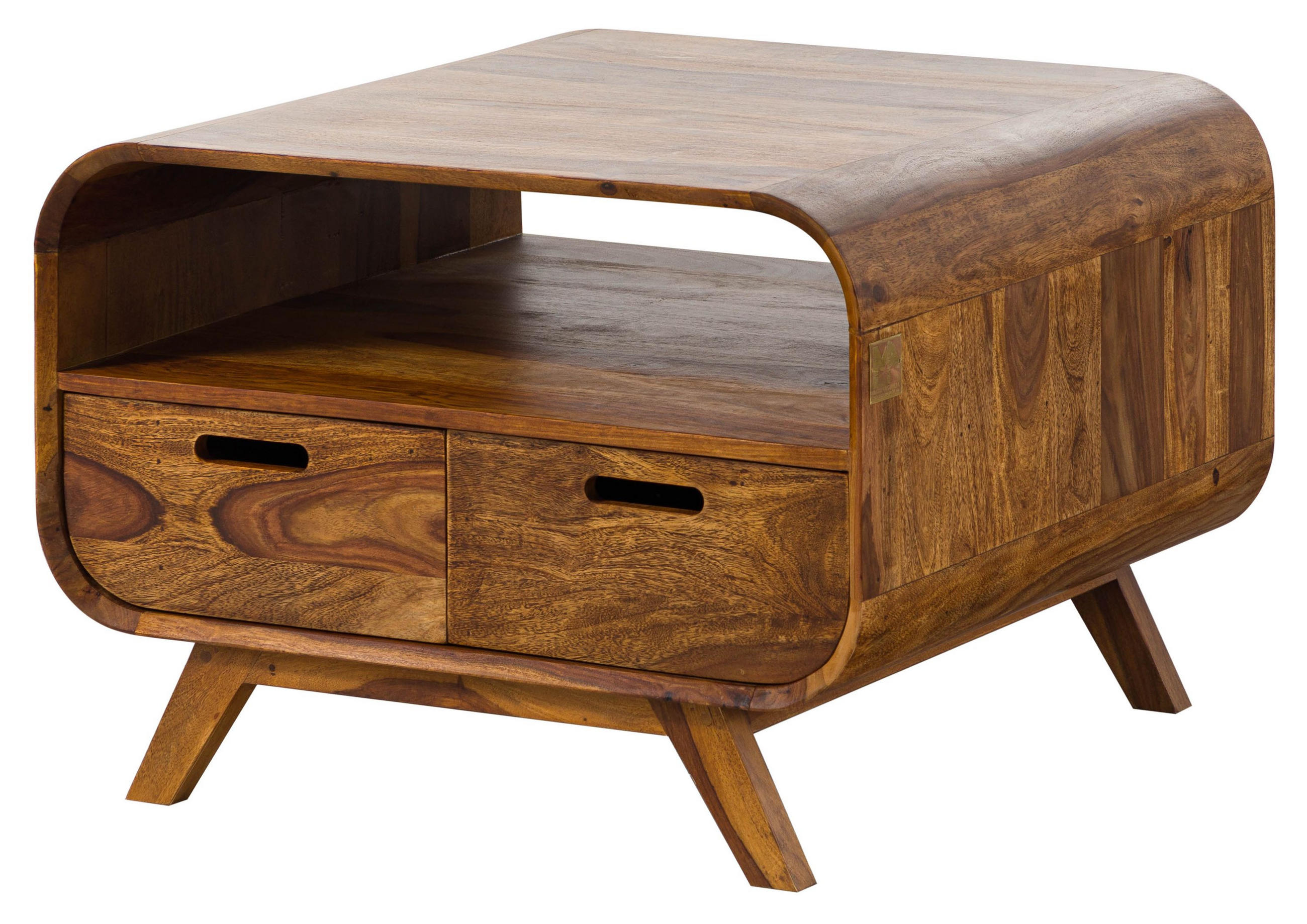 COUCHTISCH Sheesham 70x70x50 hellbraun lackiert MAILAND #132 - Braun, Holz (70/70/50cm) - Massivmoebel24