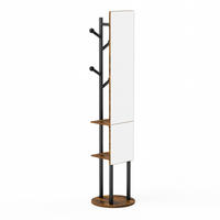 GARDEROBENSTÄNDER mit Ganzkörperspiegel 360° drehbar Schwarz Braun - Braun, Metall (40/174/40cm) - Beauniv