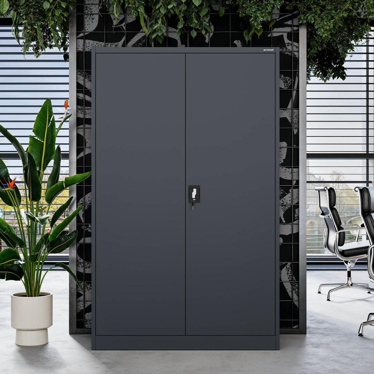 METALL-BÜROSCHRANK JAN II D600 - Anthrazit, Metall (115/185/60cm) - Jan Nowak