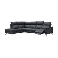 ECKSOFA Borea Echtleder mit 1 x Relaxfunktion Schwarz - Schwarz, Leder/Metall (220/310cm)