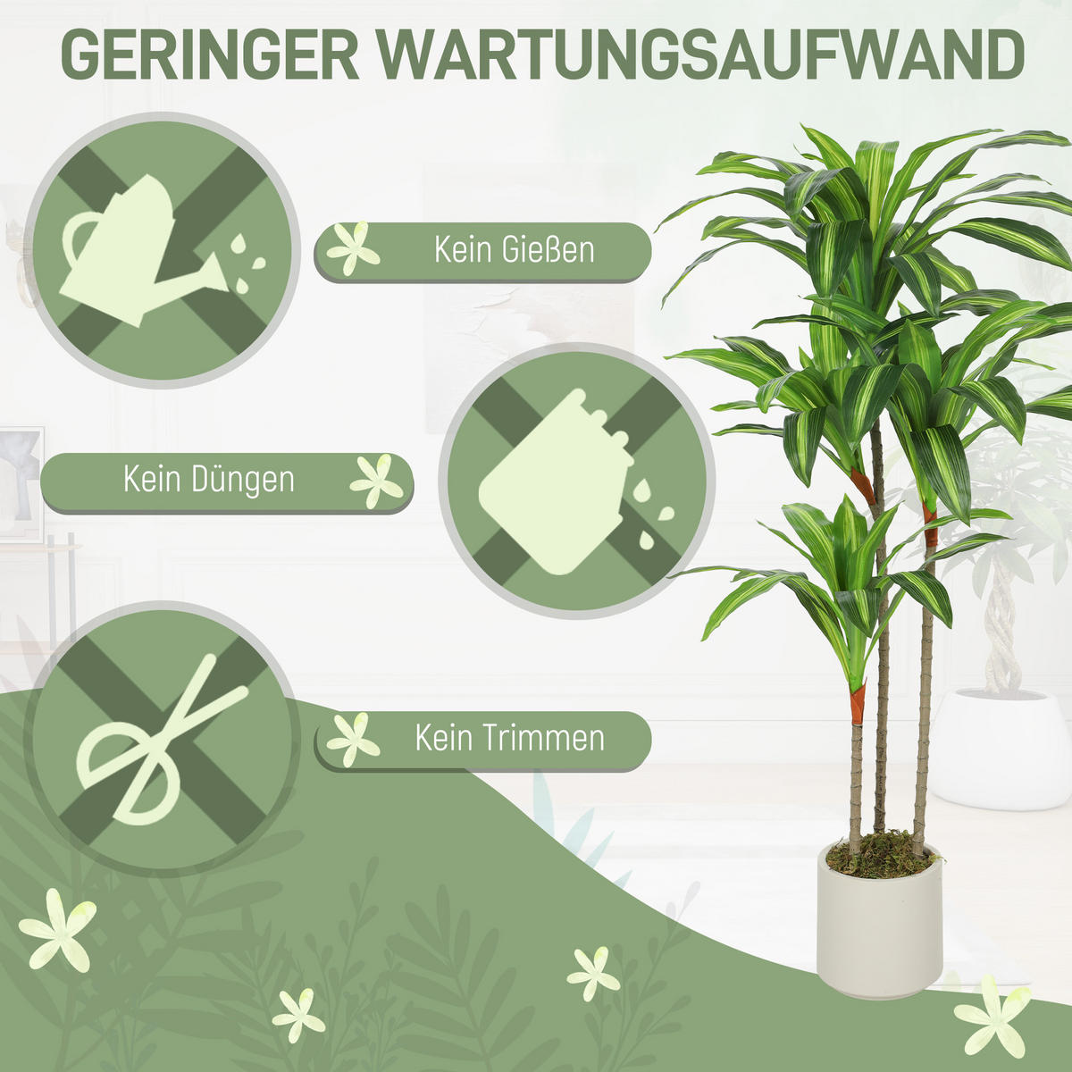 KÜNSTLICHE Pflanzen Grün 60.0/40.0/120.0cm - Grün, Kunststoff (120cm)