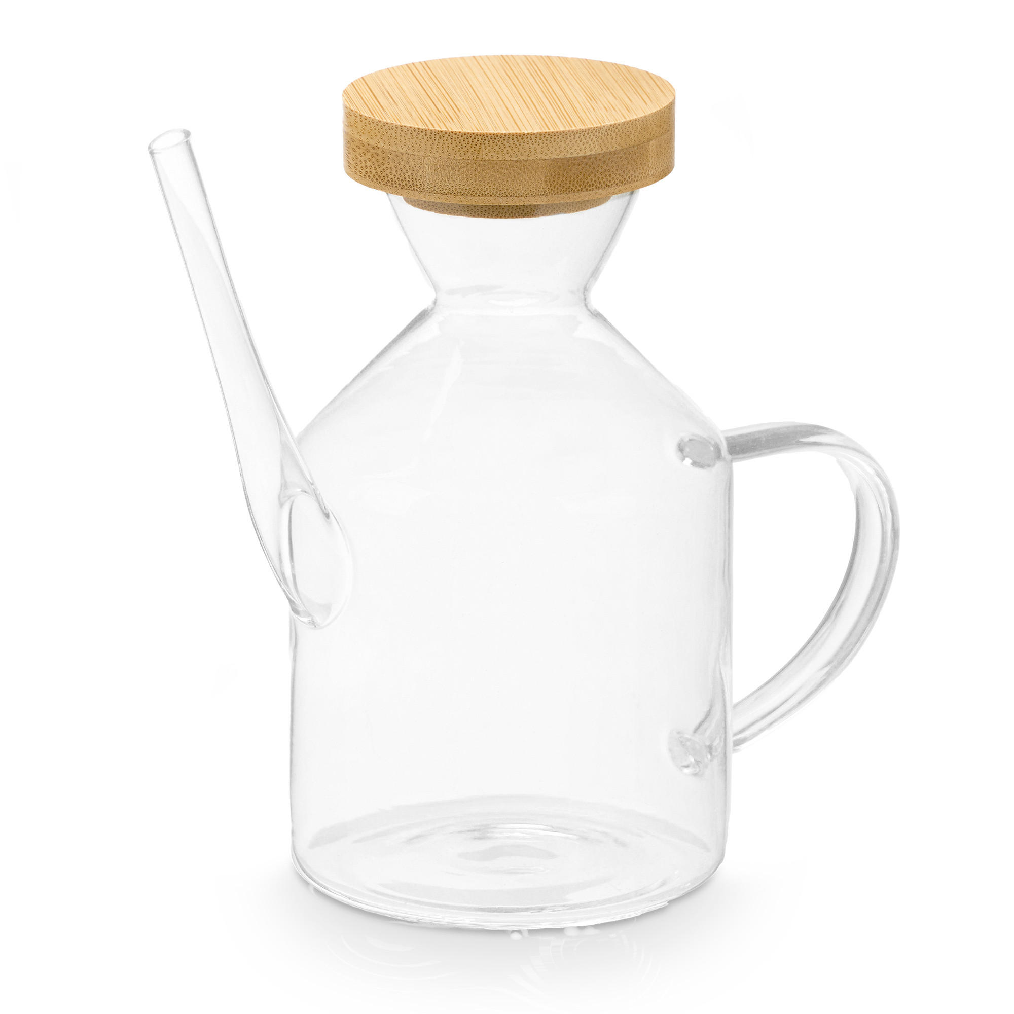 ÖLFLASCHE mit Bambusdeckel Intra 600 ml 16/8,8/16,5 cm - Transparent, Glas (8.8/16.5/16cm) - Vivalto