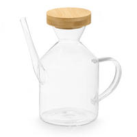 ÖLFLASCHE mit Bambusdeckel Intra 600 ml 16/8,8/16,5 cm - Transparent, Glas (8.8/16.5/16cm) - Vivalto