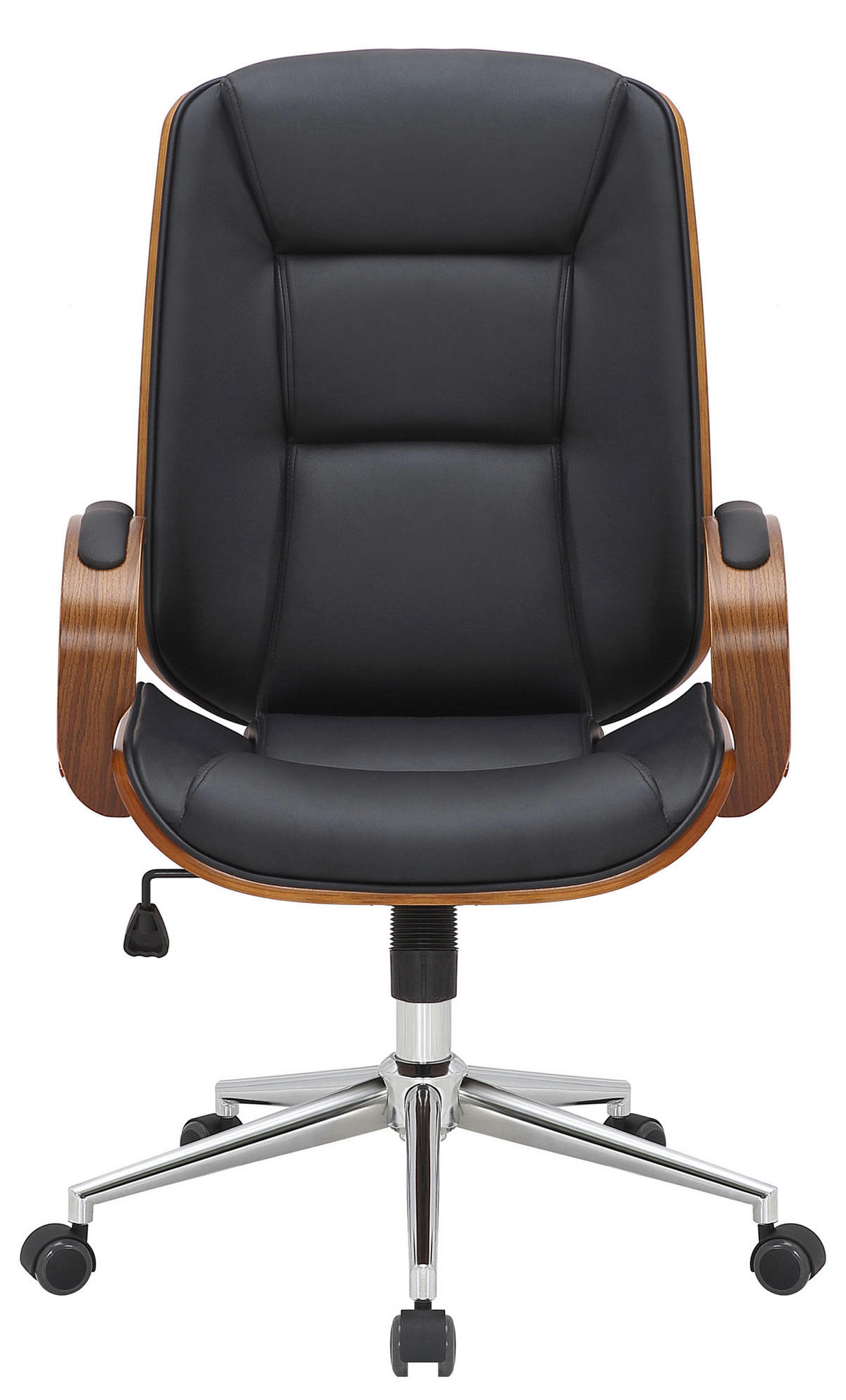 DREHSTUHL Lederlook walnuss/schwarz - Chromfarben/Walnussfarben, Textil/Metall (60/102/68cm) - CLP