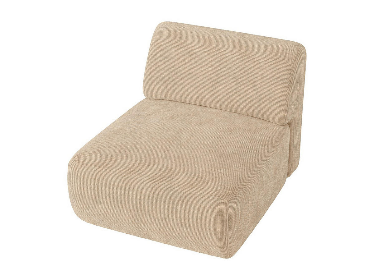 SESSEL mit gerader Rückenlehne - 1 Person - samt - beige Pogni - Beige, Textil (75/73/97cm) - Vente-Unique