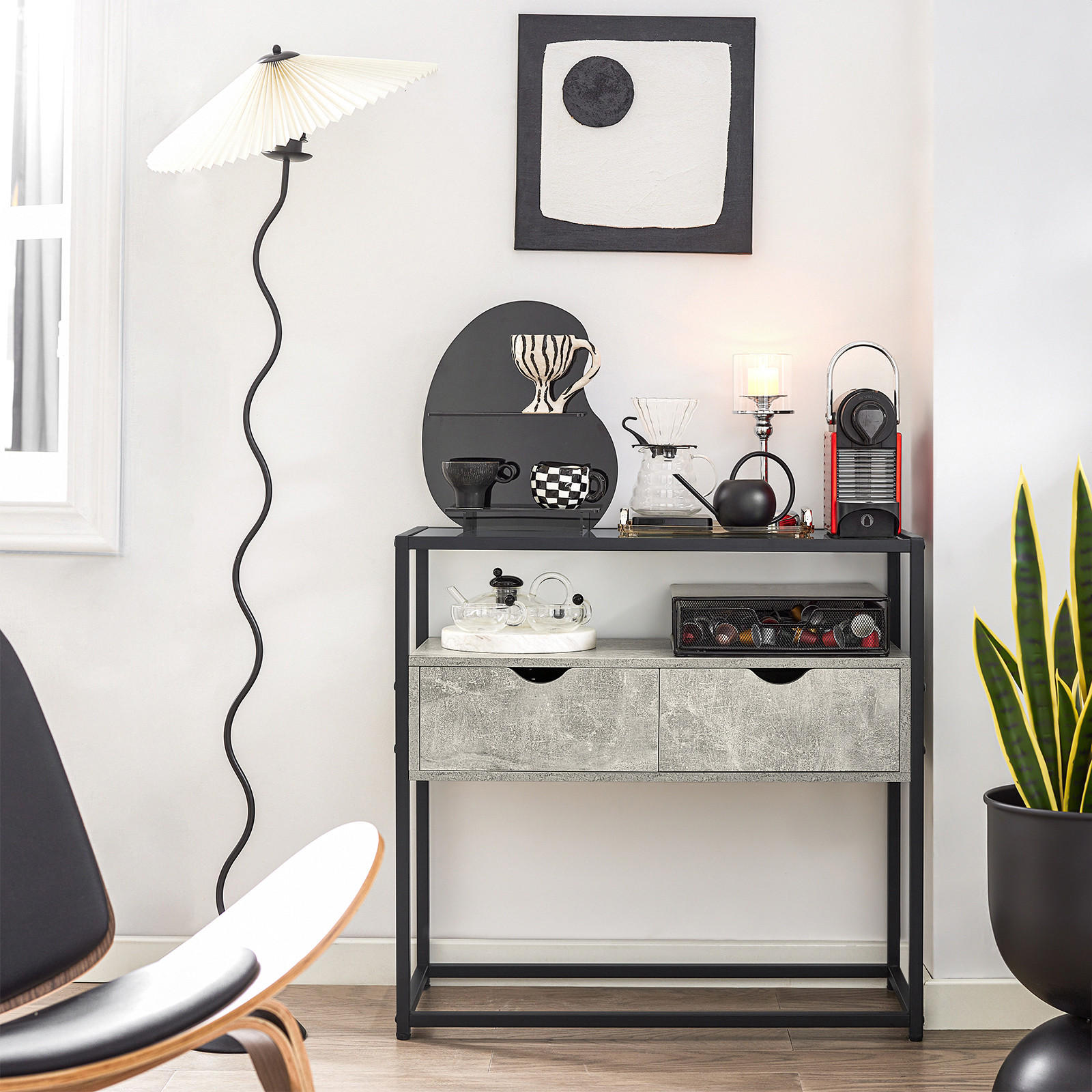 SIDEBOARD Grau - Grau, Glas/Holzwerkstoff (81/78/35cm) - SoBuy