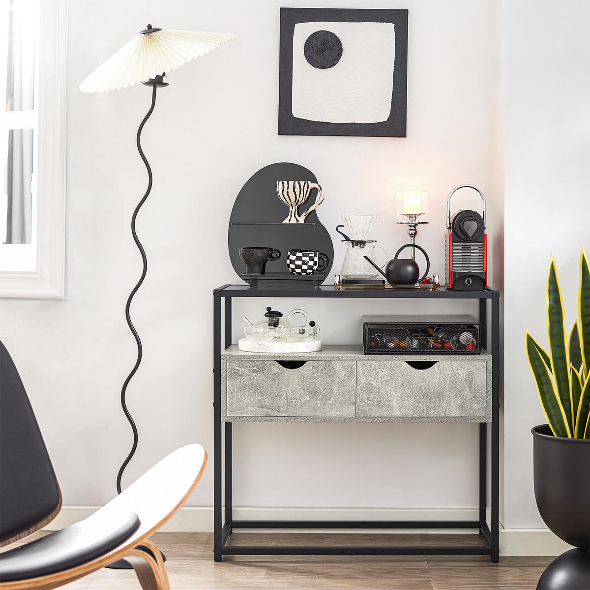 SIDEBOARD Grau - Grau, Glas/Holzwerkstoff (81/78/35cm) - SoBuy