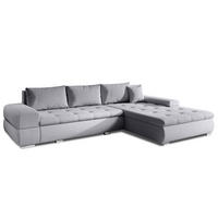 ECKSOFA L Form Sivaso Hellgrau 310/210/85 cm – mit Schlaffunktion und Bettkasten - Silberfarben/Hellgrau, Textil/Metall (310/210cm) - AX Living