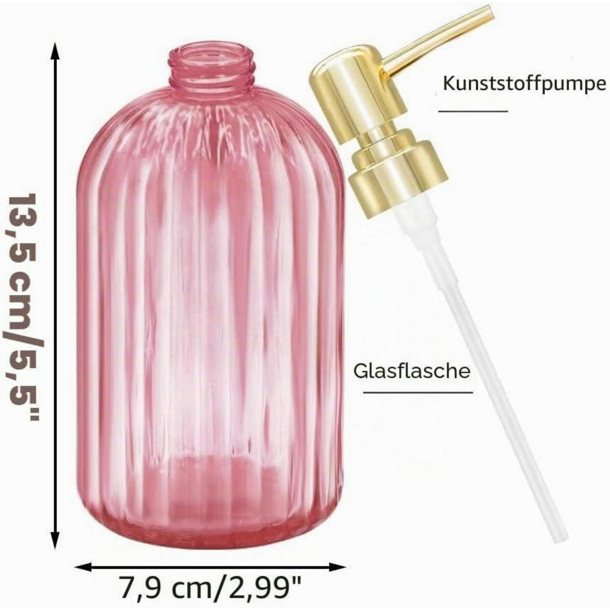 SEIFENSPENDER 2er Pack Glas Rosa - Rosa, Glas (7.6/19/6.6cm)