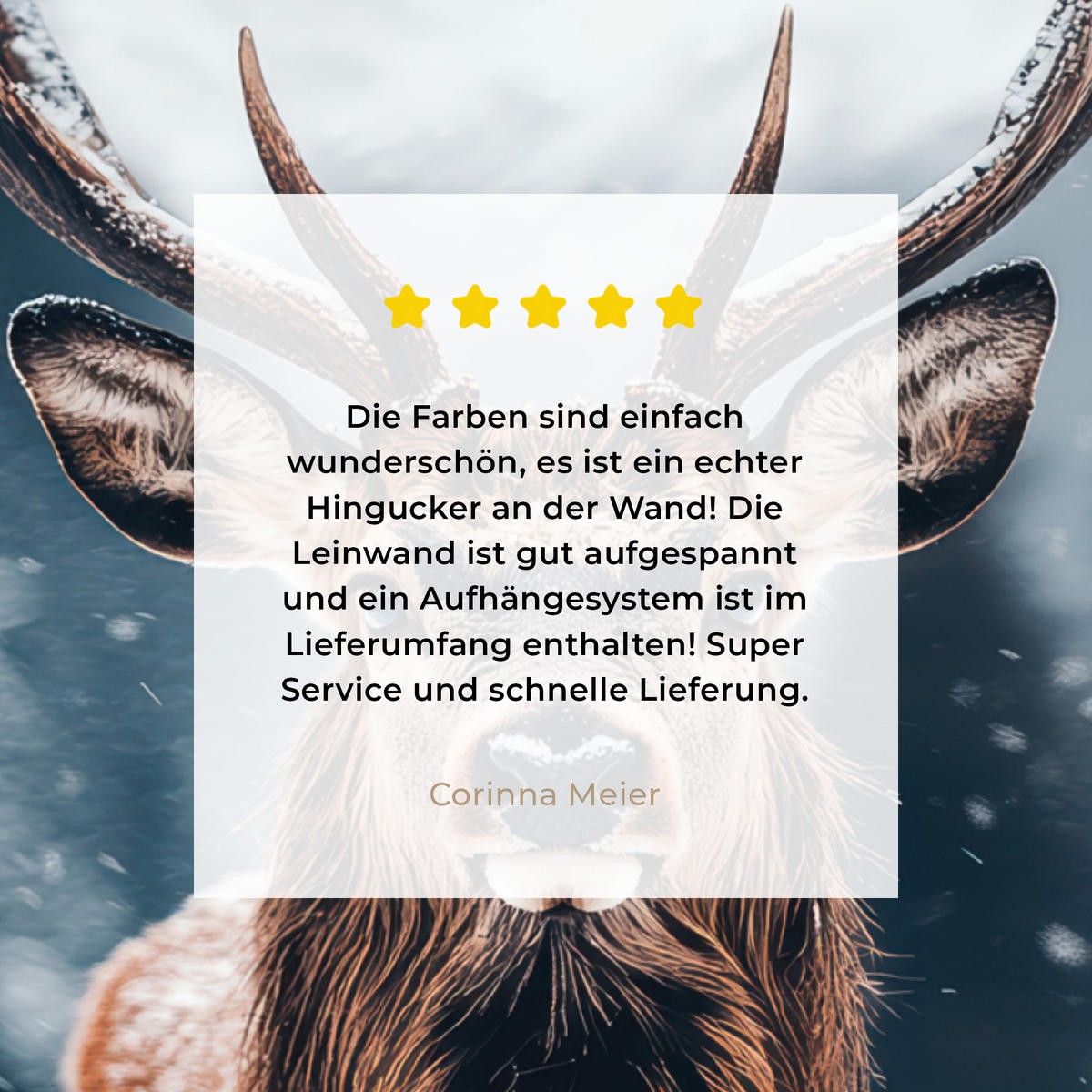 LEINWANDBILD Hirsche - Tiere - Landschaft - Winter - Schnee 20x20 cm - Kastanienfarben, Textil (20/20cm) - MuchoWow