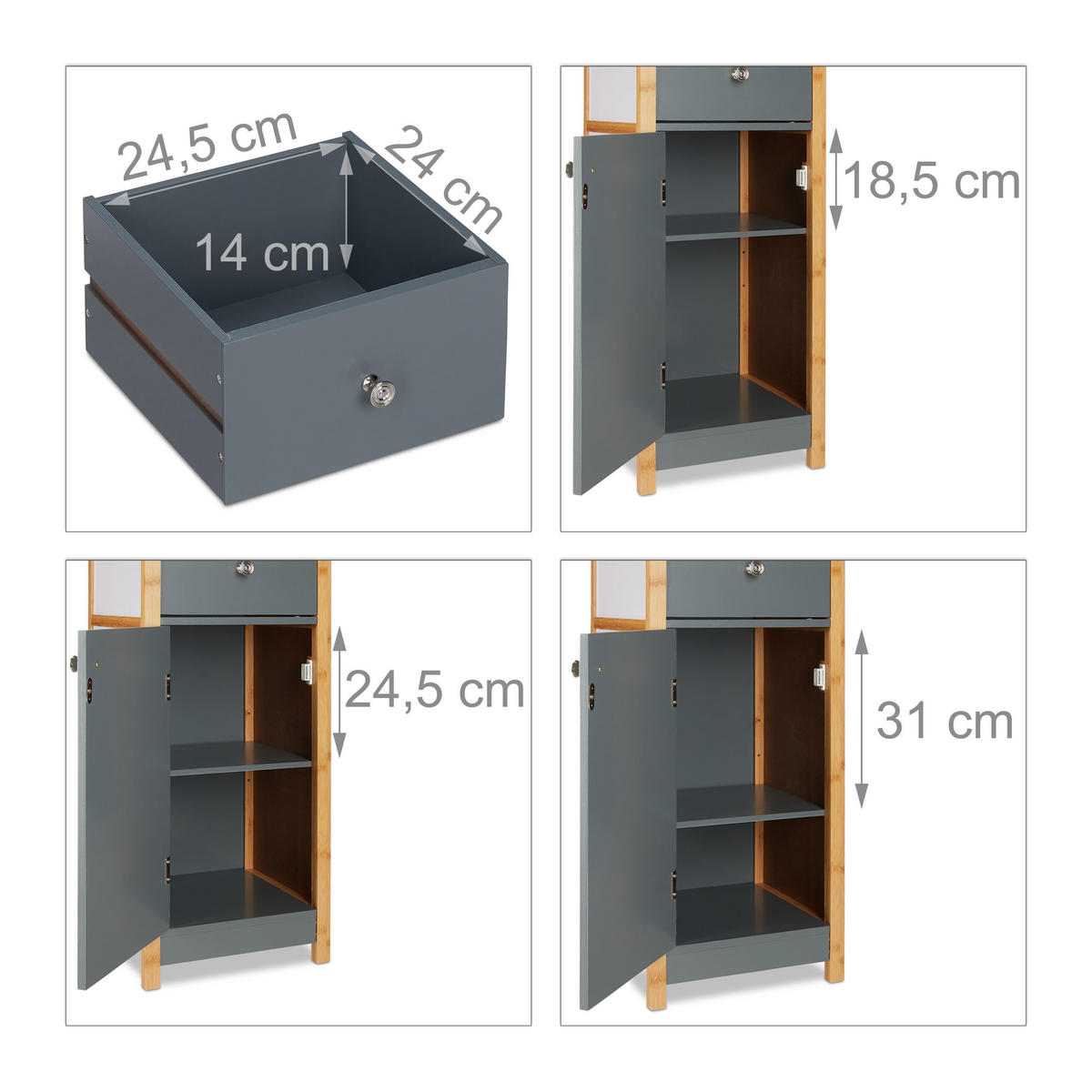 HOCHSCHRANK - Multicolor, Holz/Holzwerkstoff (31.5/165/29cm) - Relaxdays