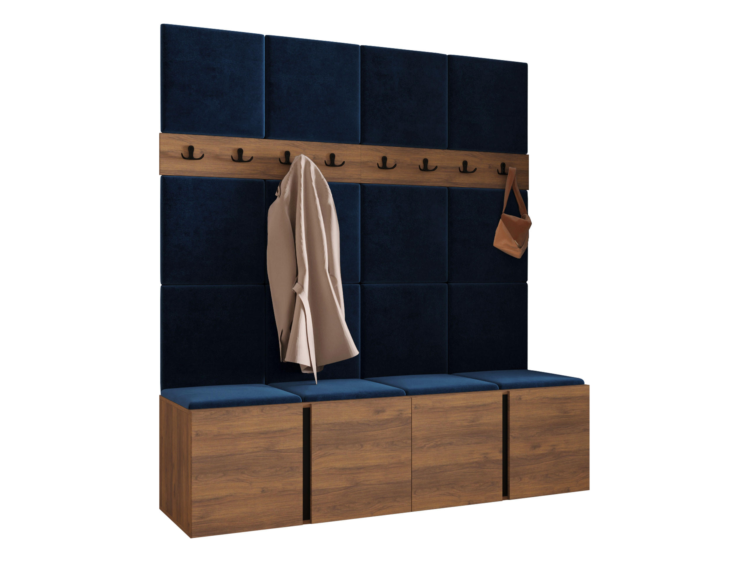 MOBILIER PENTRU HOL Orion V - albastru/culoare lemn de nuc, material plastic/compozit lemnos (168/186/46cm) - MIRJAN24