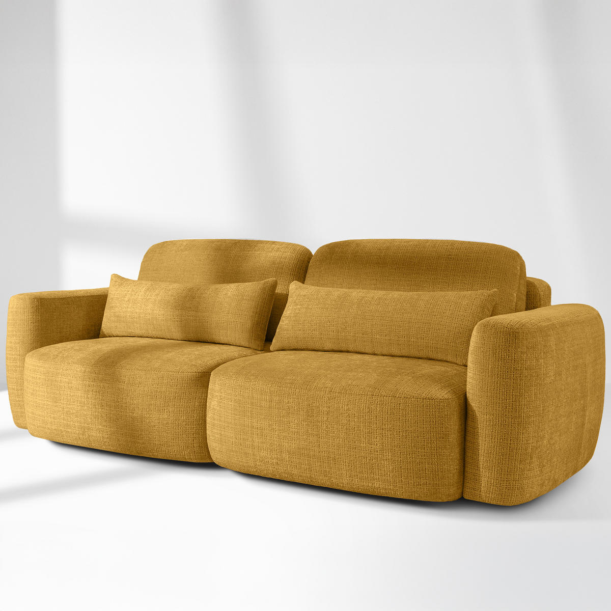 SOFA 3 ELOSA - Gelb, Holz/Textil (245/85/115cm) - KONSIMO®