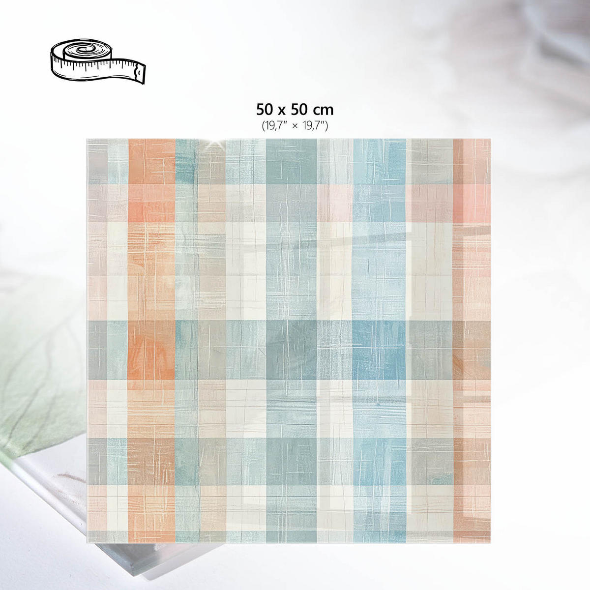 TISCHPLATTE 50x50 cm – Pastellfarbenes Patchwork - Braun, Glas (50/50/0.4cm) - Wallfluent