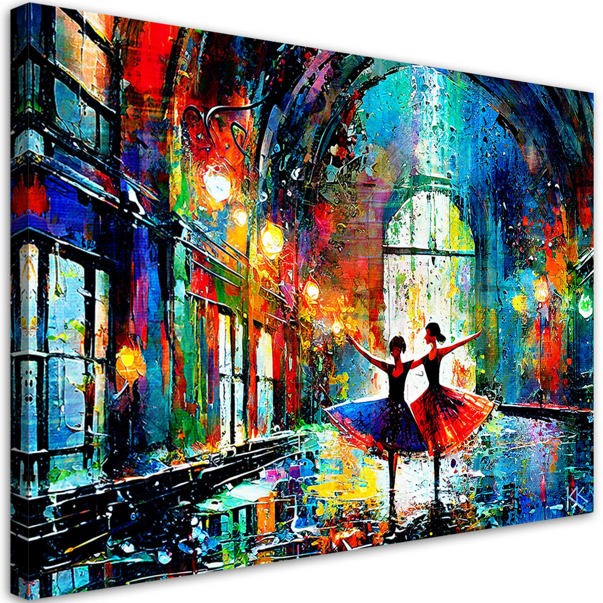 LEINWANDBILD Tanzende Ballerinen Abstrakt - Lila, Textil (60/40cm) - Feeby