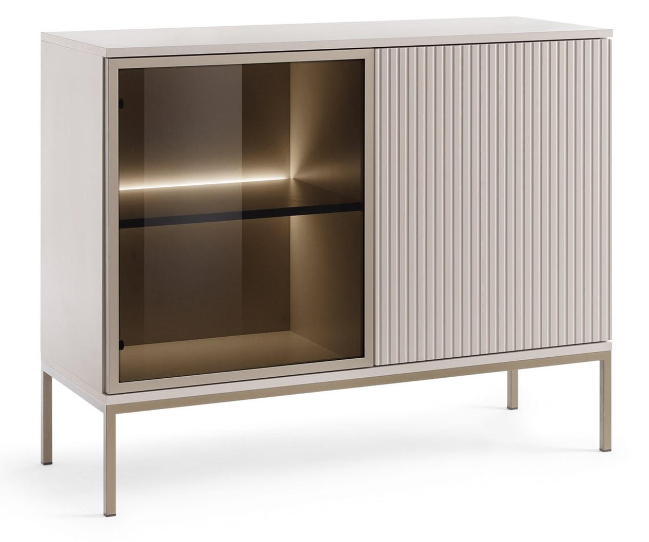 KOMMODE Lagos 104 cm mit Beleuchtung Kaschmir - Kaschmir, Holzwerkstoff/Metall (104/83/39cm) - Ravio