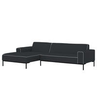 ECKSOFA mit Longchair - Webstoff - Anthrazit/Schwarz, Textil (264/168cm) - home24