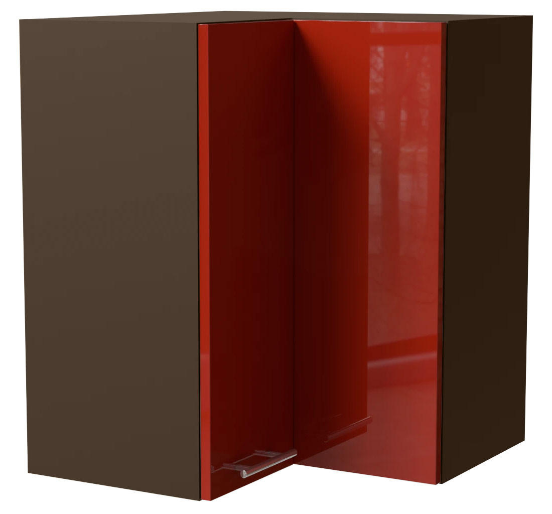 ECKHÄNGESCHRANK Brerra W12/60 Lava / RAL 3002 karminrot Hochglanz 60 / 60 / 72cm - Dunkelgrau/Rot, Holz/Holzwerkstoff (60/72/60cm) - Feldmann-Wohnen