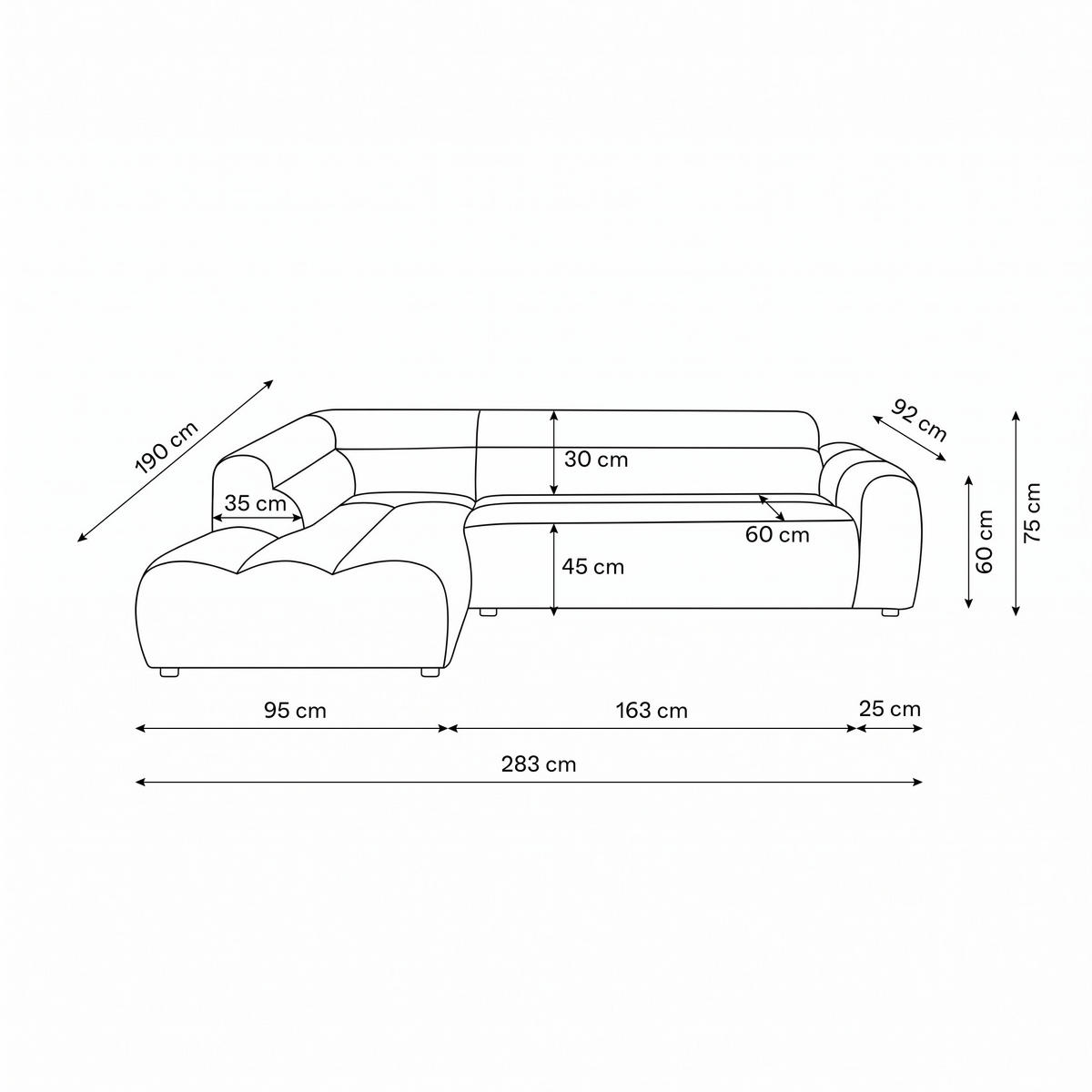 4-SITZER modulares Ecksofa VEER L Links, 283 x 190 cm, Chenille Webstoff Grau - Schwarz/Grau, Holz/Kunststoff (283/190cm) - Muffo