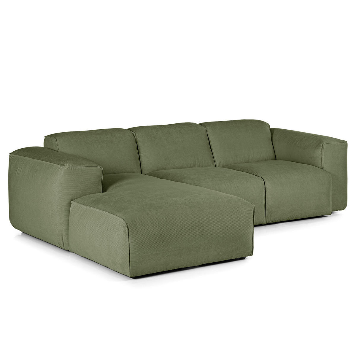 3-SITZER ECKSOFA mit Longchair - Dunkelgrün/Schwarz, Kunststoff/Textil (251/173cm) - home24