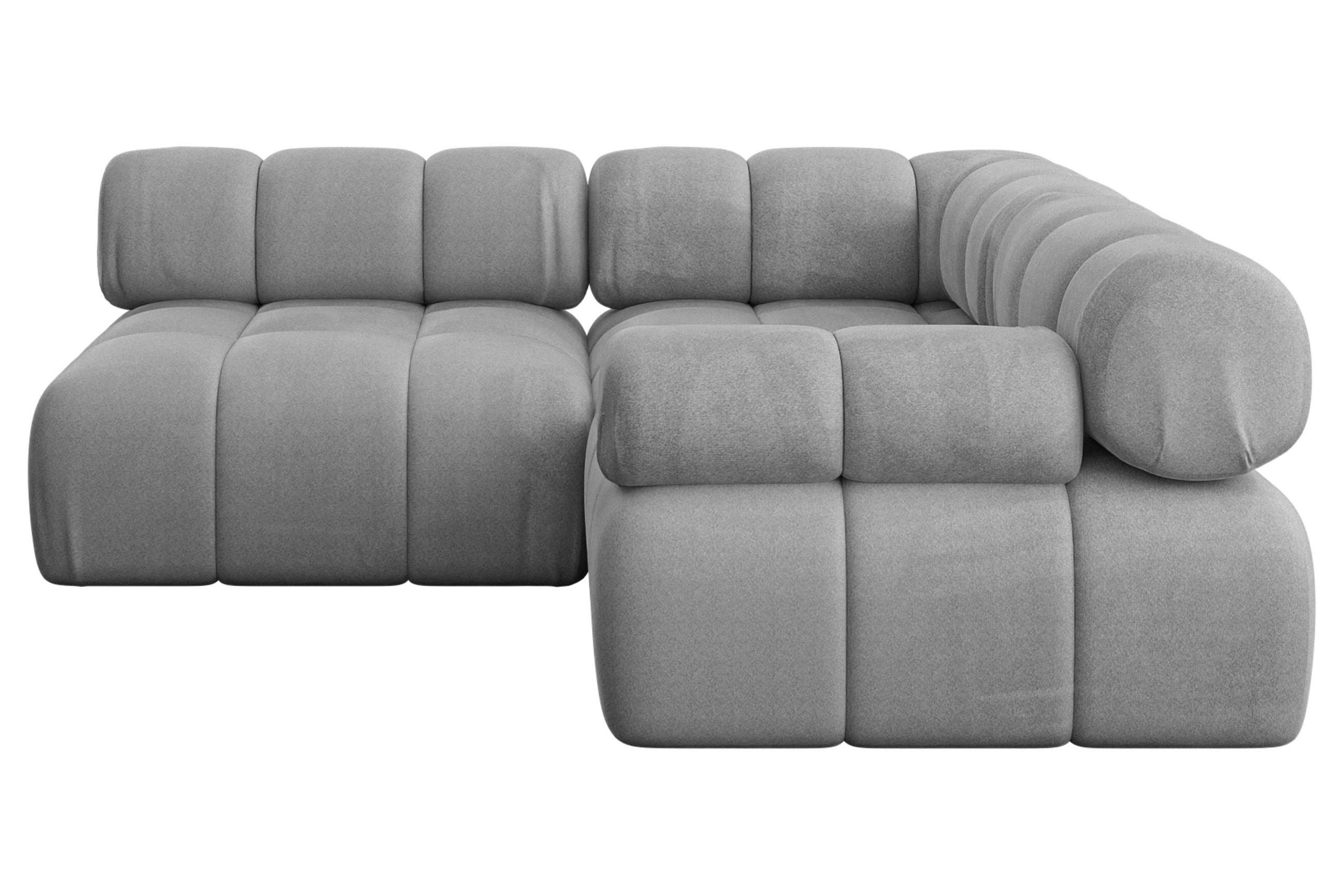 ECKSOFA modulares Sofa Mende-L1 - 190x190x70 cm Hellgrau Velours - Hellgrau, Holzwerkstoff/Textil (190/190cm) - ALTDECOR