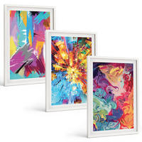 BILDER SET 3er Set - 40x60 cm Weißer Rahmen - Bunte abstrakte Farbmuster - Weiß, Kunststoff (40/60cm) - TULUP