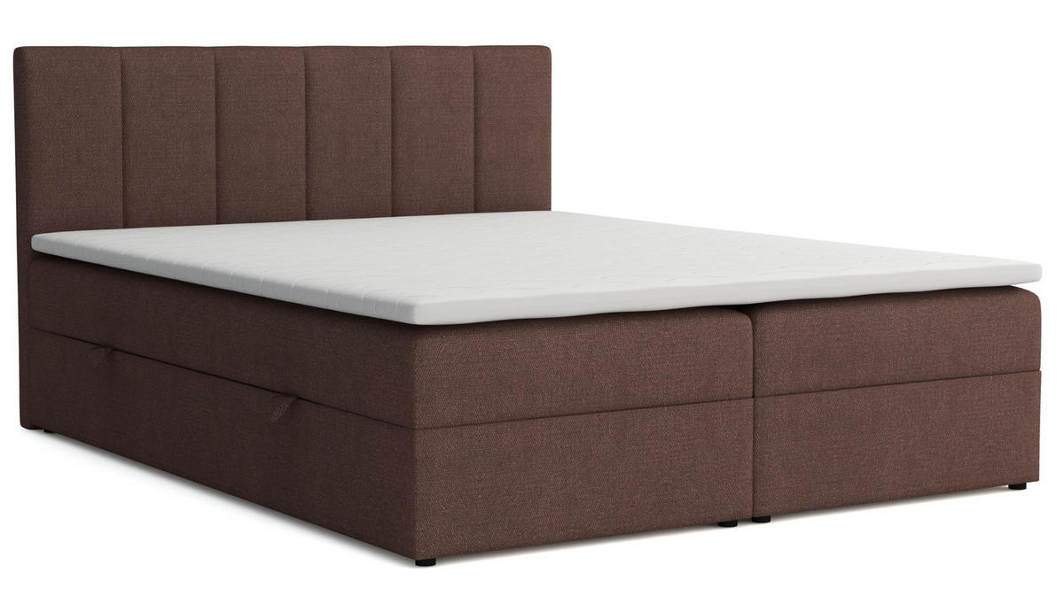 BOXBETT LISA mit Bettkästen H2/H3 Matratze 160 x 200 cm - Braun, Holzwerkstoff (160/200cm) - VENASI MÖBEL