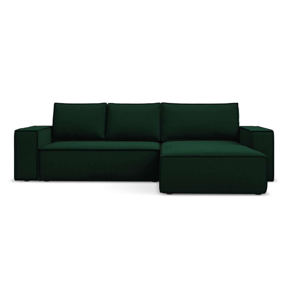 ECKSOFA mit Schlaffunktion Samt Stoff Grün - Dunkelgrün/Schwarz, Kunststoff/Textil (290/185cm) - LaMiaSofa