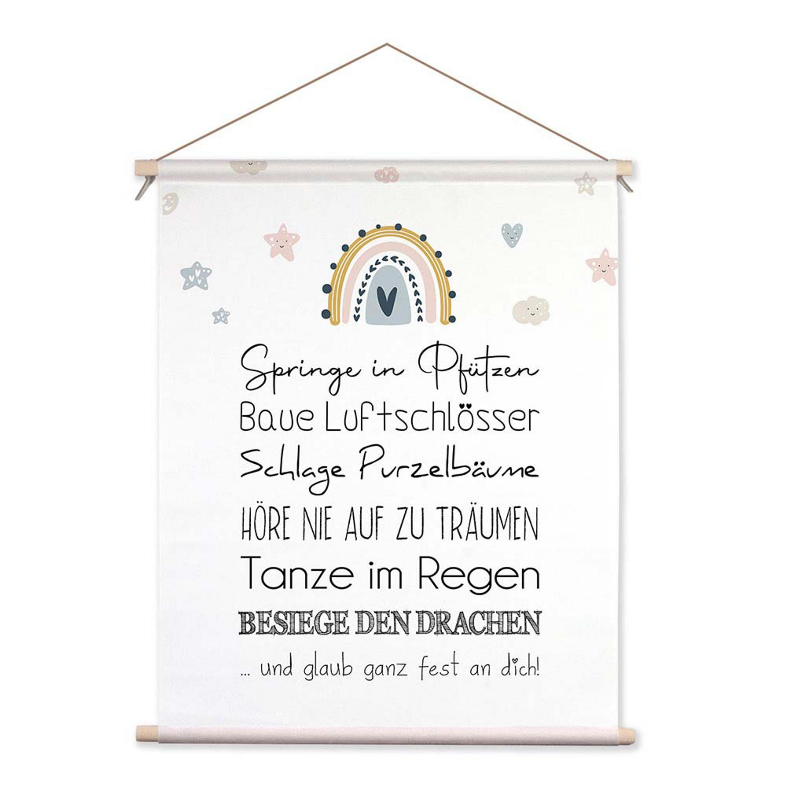 POSTER aus Stoff 40x50 cm Bild Kinderzimmer Wünsche - Beige, Textil (40/50/2cm) - artissimo