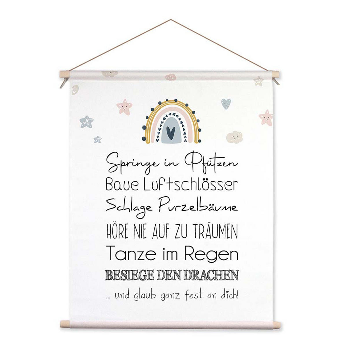 POSTER aus Stoff 40x50 cm Bild Kinderzimmer Wünsche - Beige, Textil (40/50/2cm) - artissimo