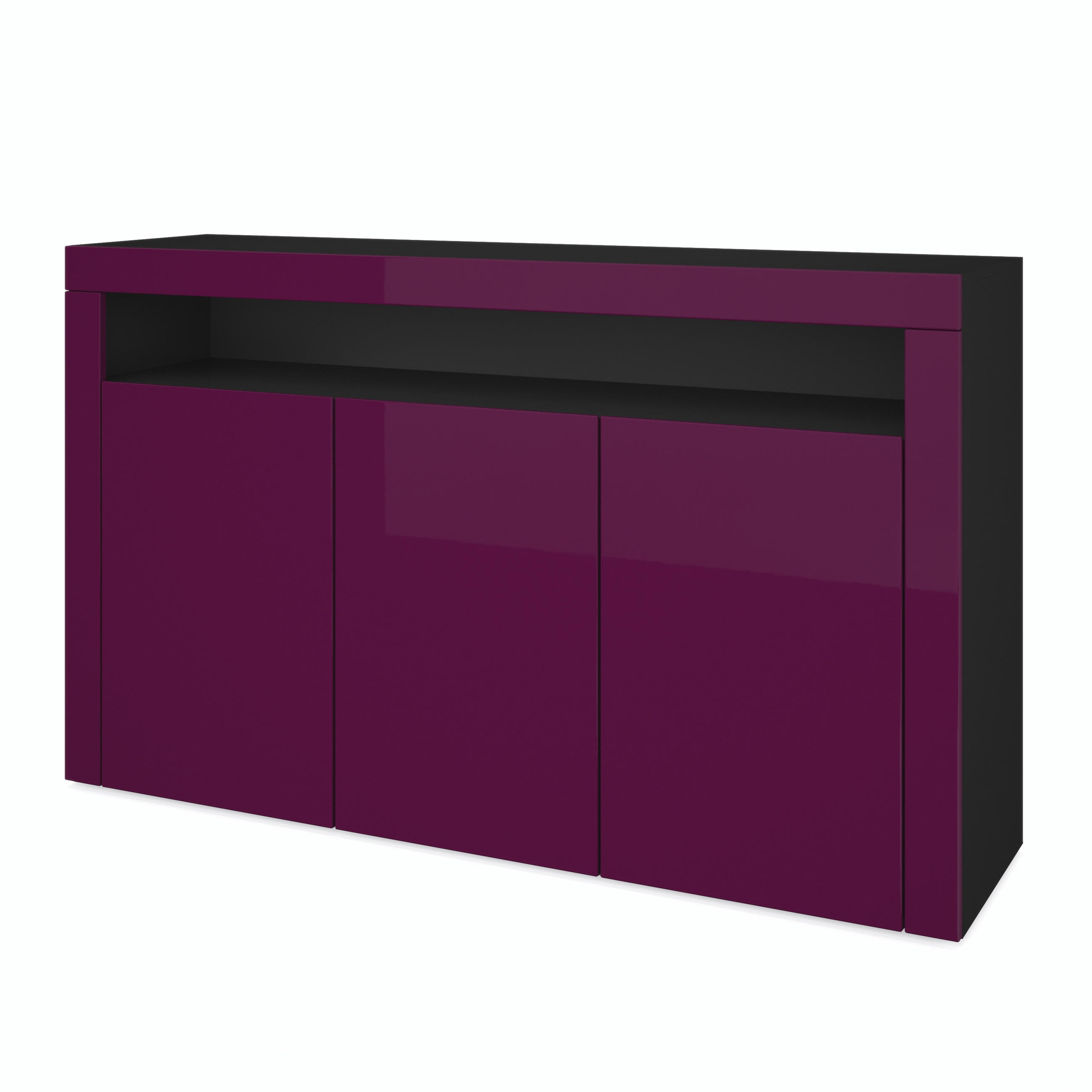 SIDEBOARD Valencia Brombeer Hochglanz / Brombeer Hochglanz - Brombeere, Holzwerkstoff (155/92/40cm) - Vladon