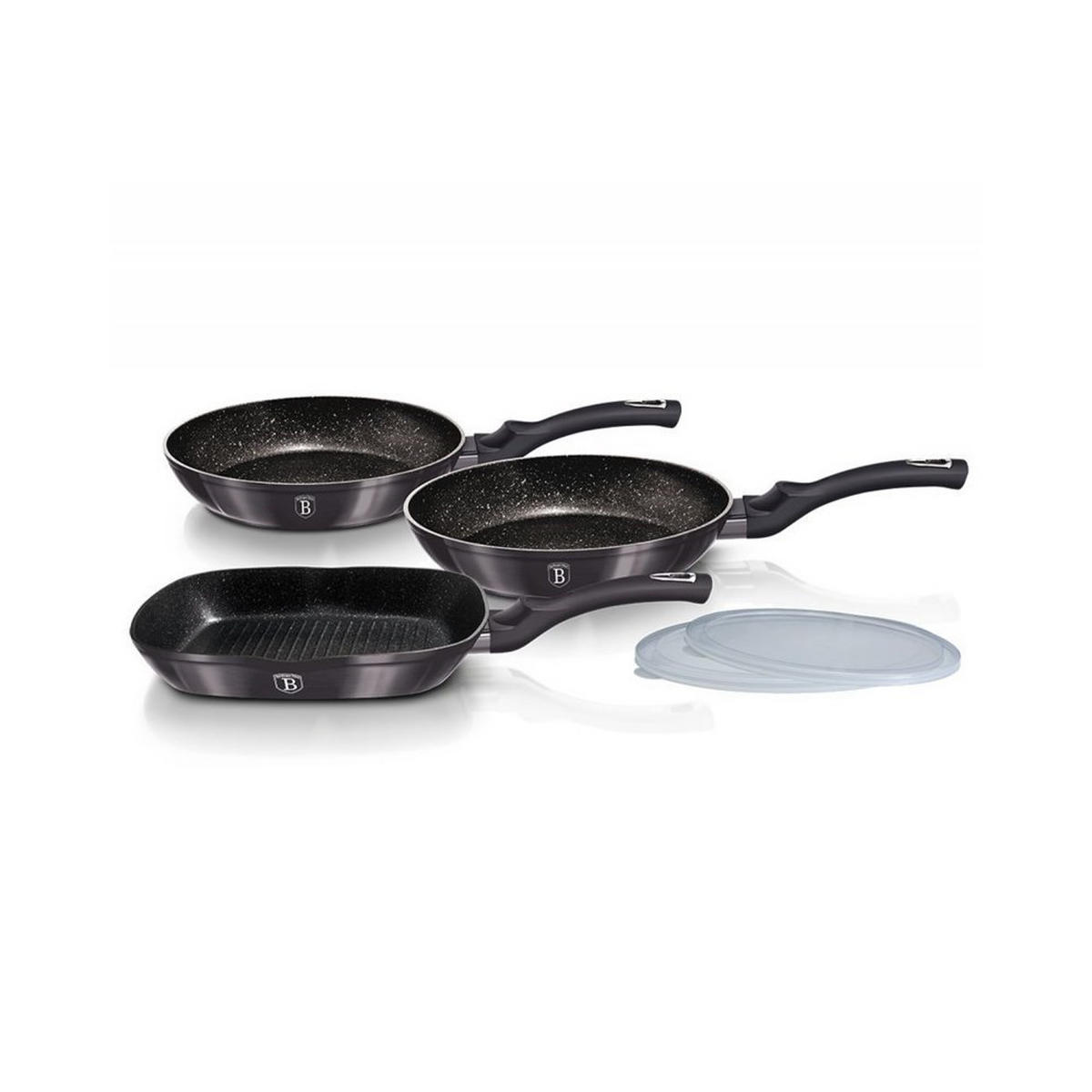 PFANNENSET Schwarz 28/28/4.1 cm BH7048 - Schwarz, Metall - Berlinger Haus