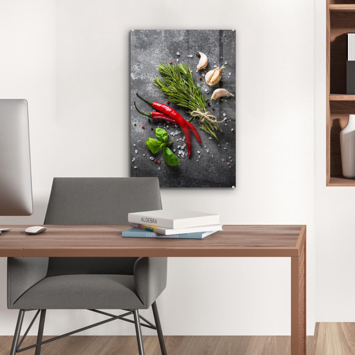 ACRYLGLASBILD Pfeffer - Kräuter - Gewürze - Beton 40x60 cm - Dunkelgrau, Glas (40/60cm) - MuchoWow