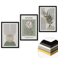 WANDBILDER 3er-Set - 40x60 cm Schwarzer Rahmen - Geometrische botanische Muster - Schwarz, Kunststoff (40/60cm) - ArtPrintCave